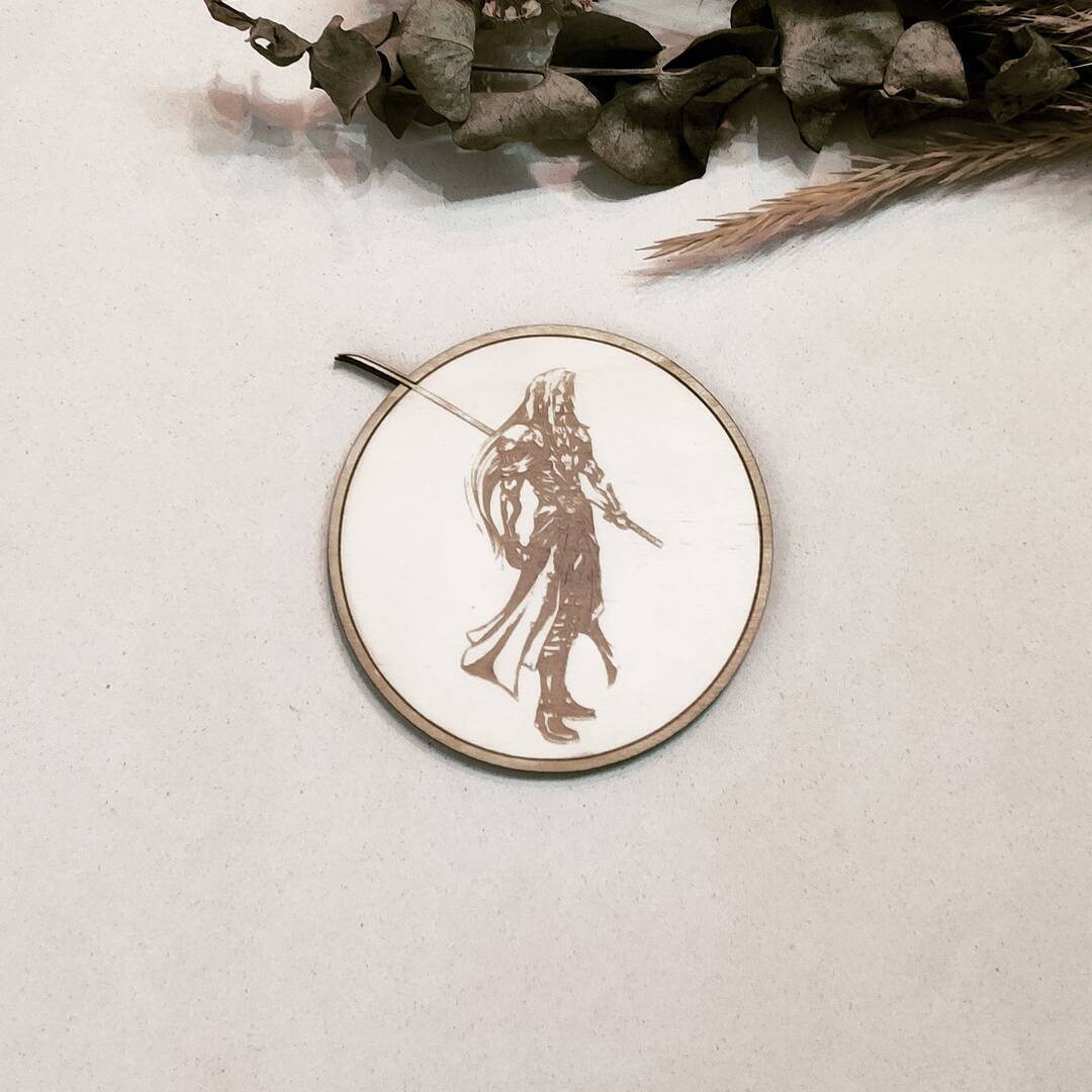 Handcrafted Sephiroth-themed Final Fantasy VII wooden coasters for stylish home decor