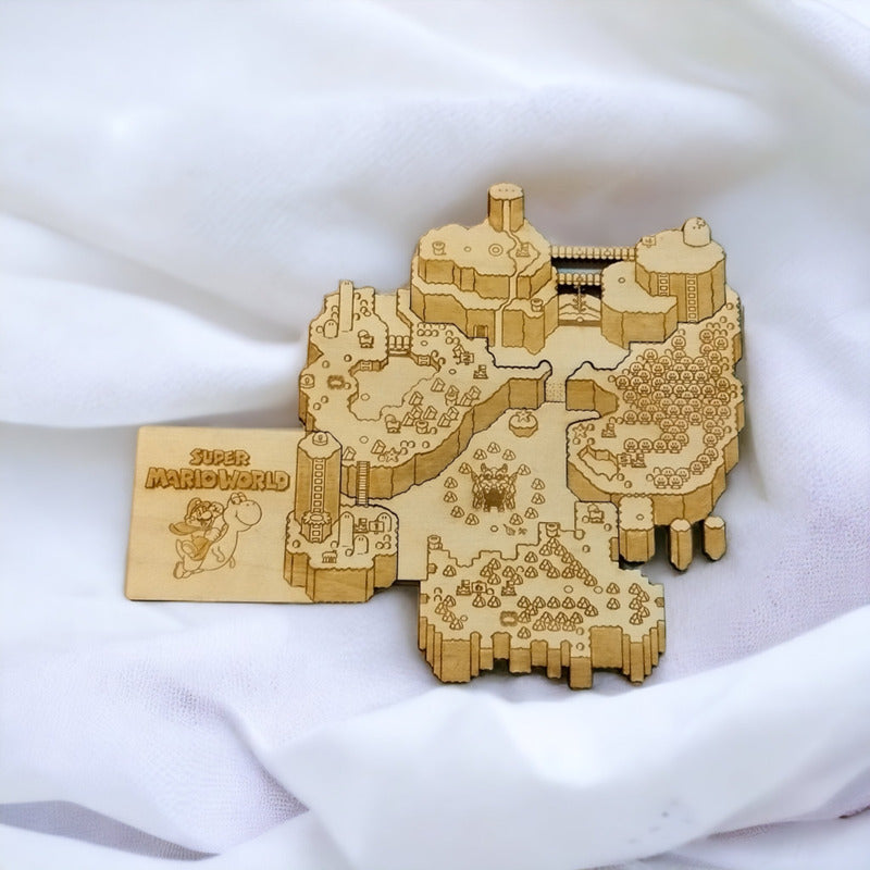Super Mario World Map Wooden Coasters Set Unique Gift Ideas