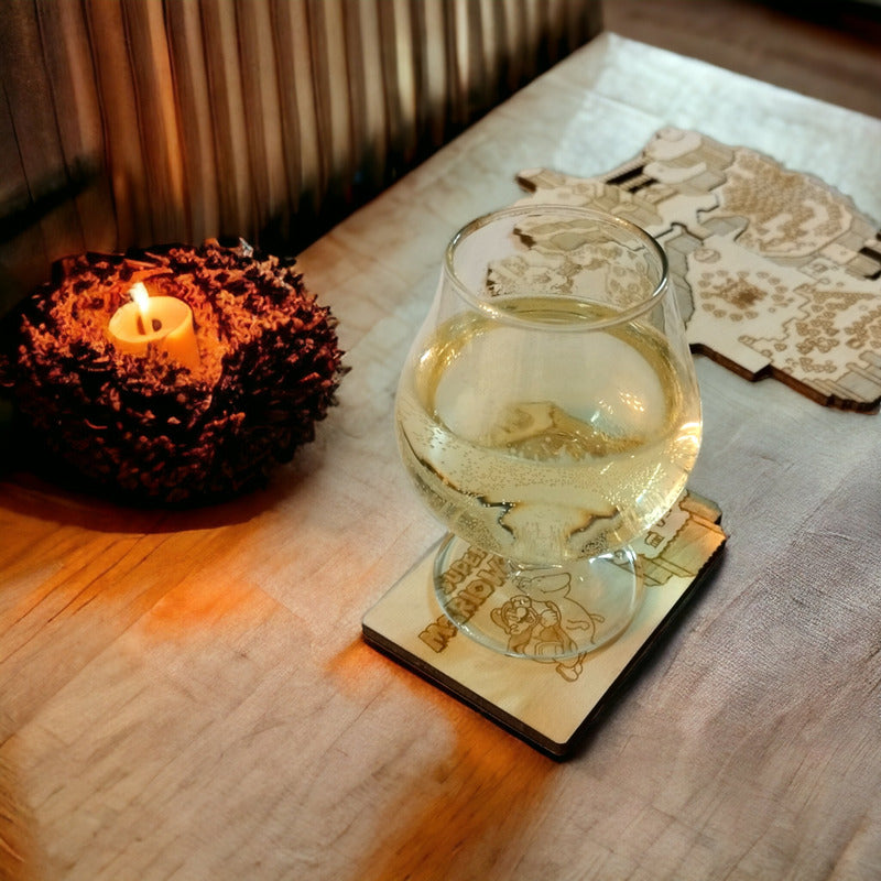 Super Mario World Map Wooden Coasters Set Unique Gift Ideas