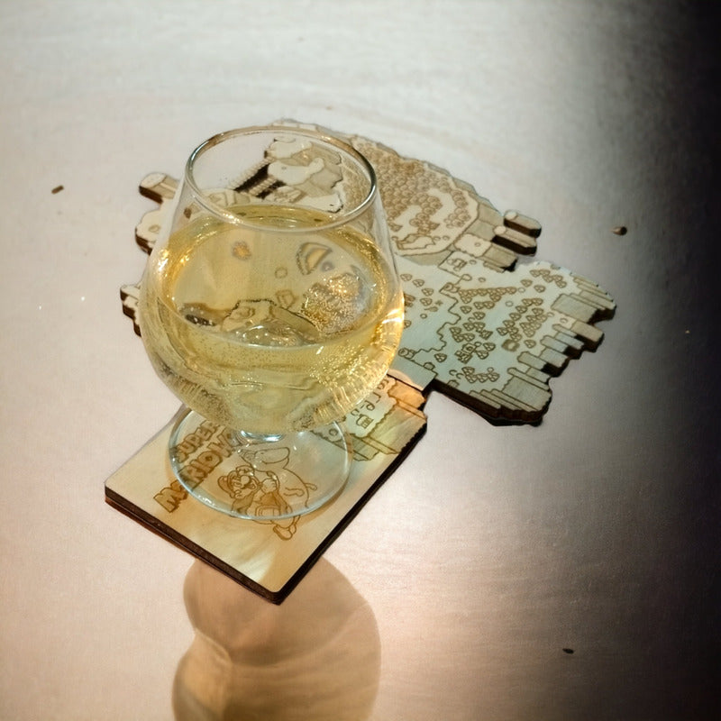 Super Mario World Map Wooden Coasters Set Unique Gift Ideas