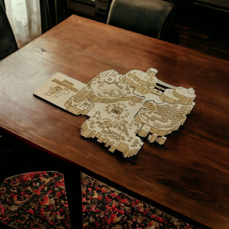 Super Mario World Map Wooden Coasters Set Unique Gift Ideas