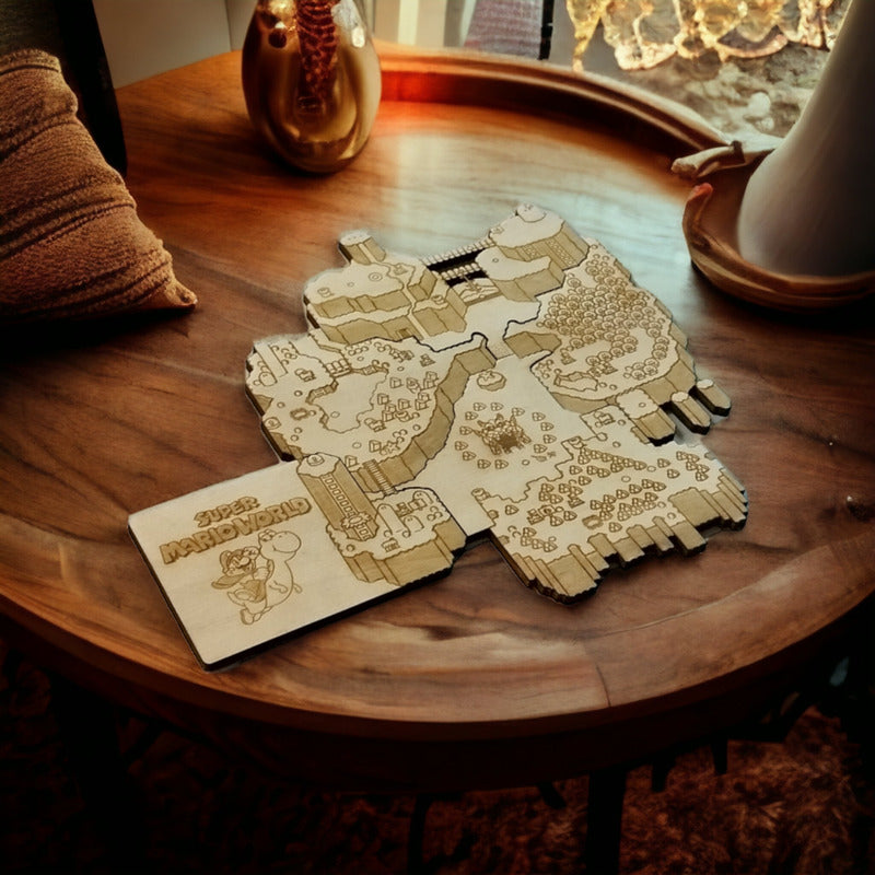 Super Mario World Map Wooden Coasters Set Unique Gift Ideas