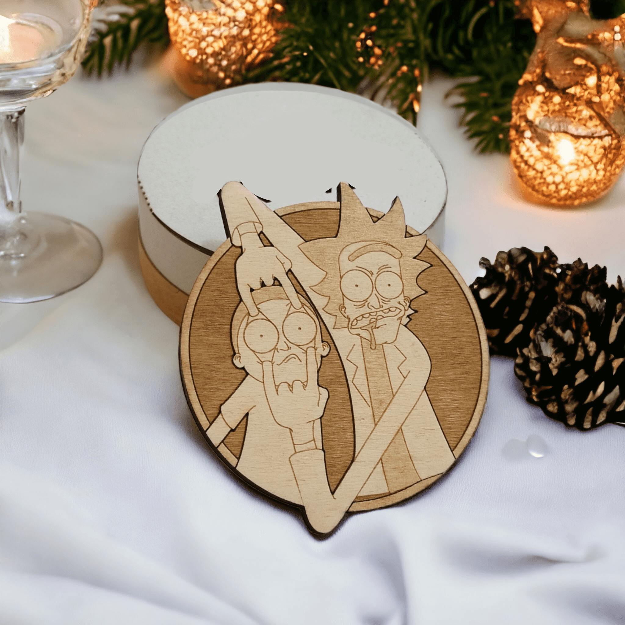 Rick and Morty Wooden Coasters Set - Unique Handmade Gifts