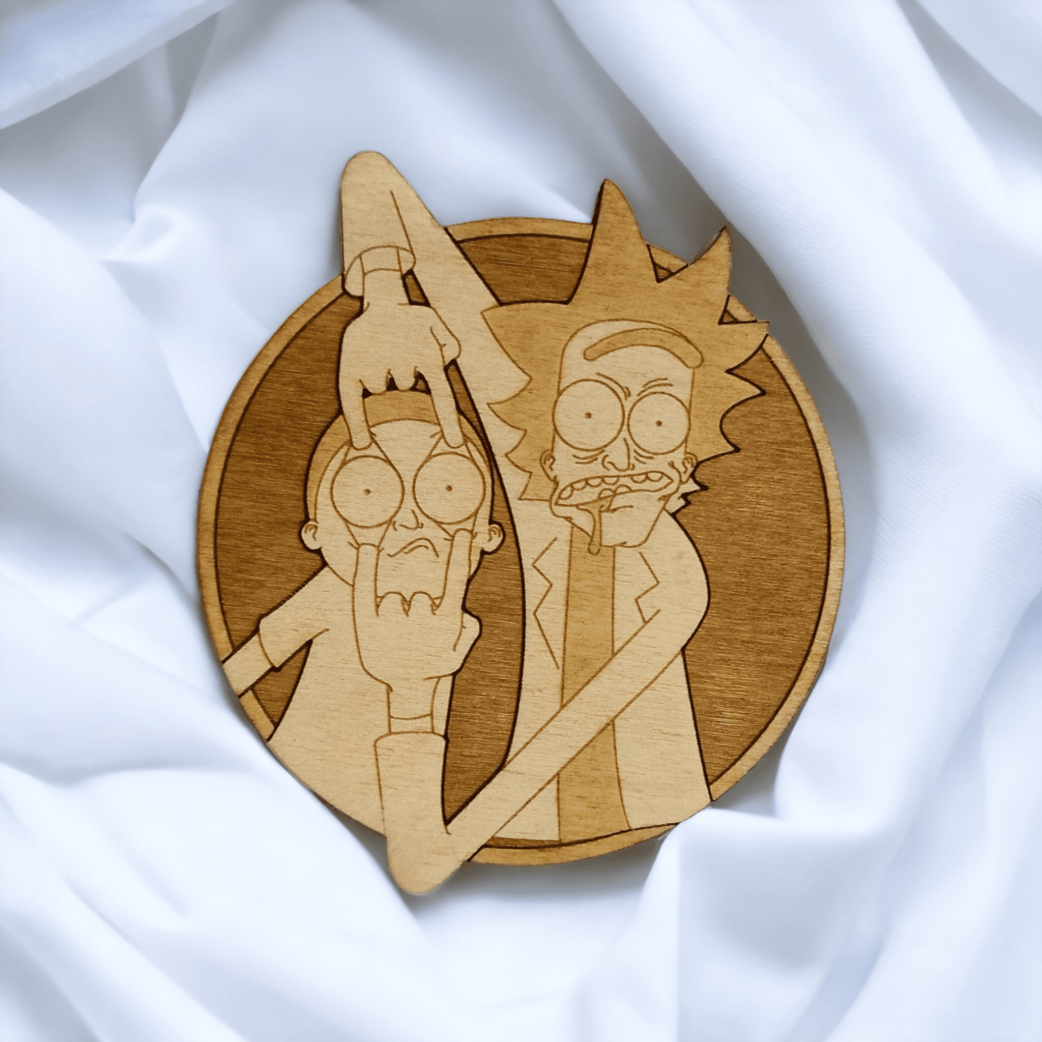 Set of 6 Rick and Morty Wooden Coasters - Handmade Gift - Housewarming - Wood Kitchenware-5