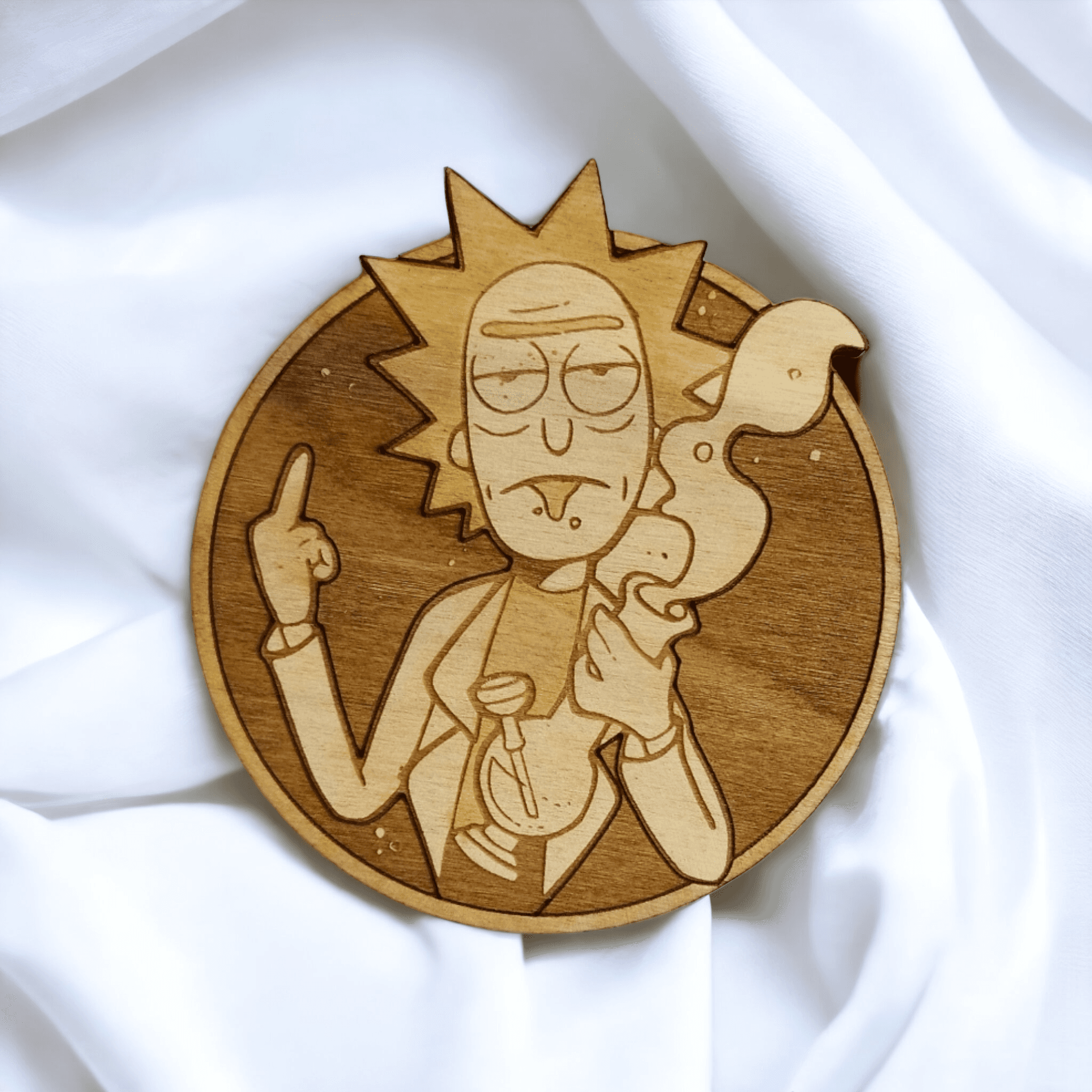 Set of 6 Rick and Morty Wooden Coasters - Handmade Gift - Housewarming - Wood Kitchenware-7