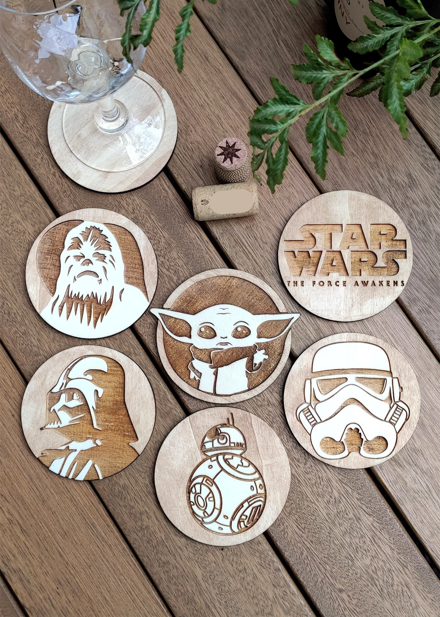 Star Wars Wooden Coasters Set of 6 Baby Yoda Handmade Gifts