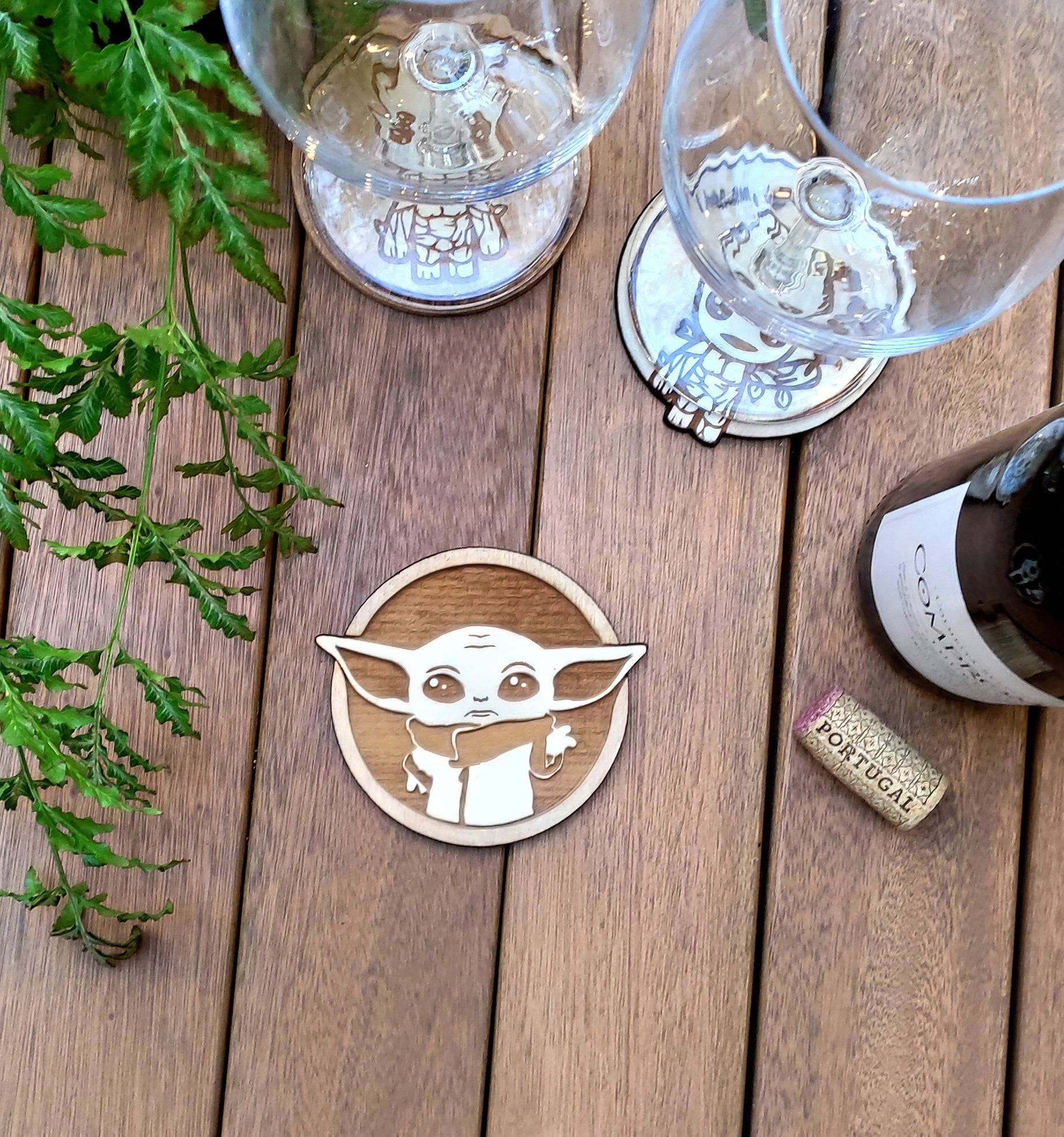Set of 6 Star Wars Wooden Coasters - Handmade Gift - Housewarming - Wood Kitchenware - Baby Yoda-3