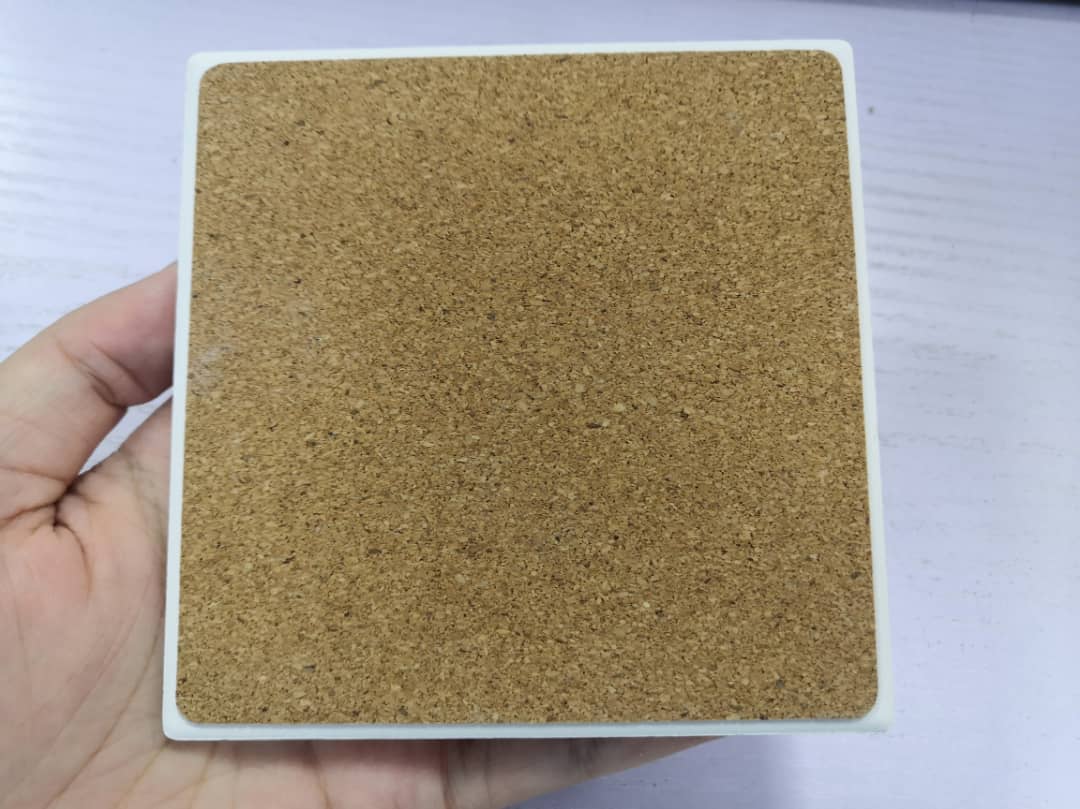 White Ceramic Coasters Bulk Set of 10 with Cork Square Round