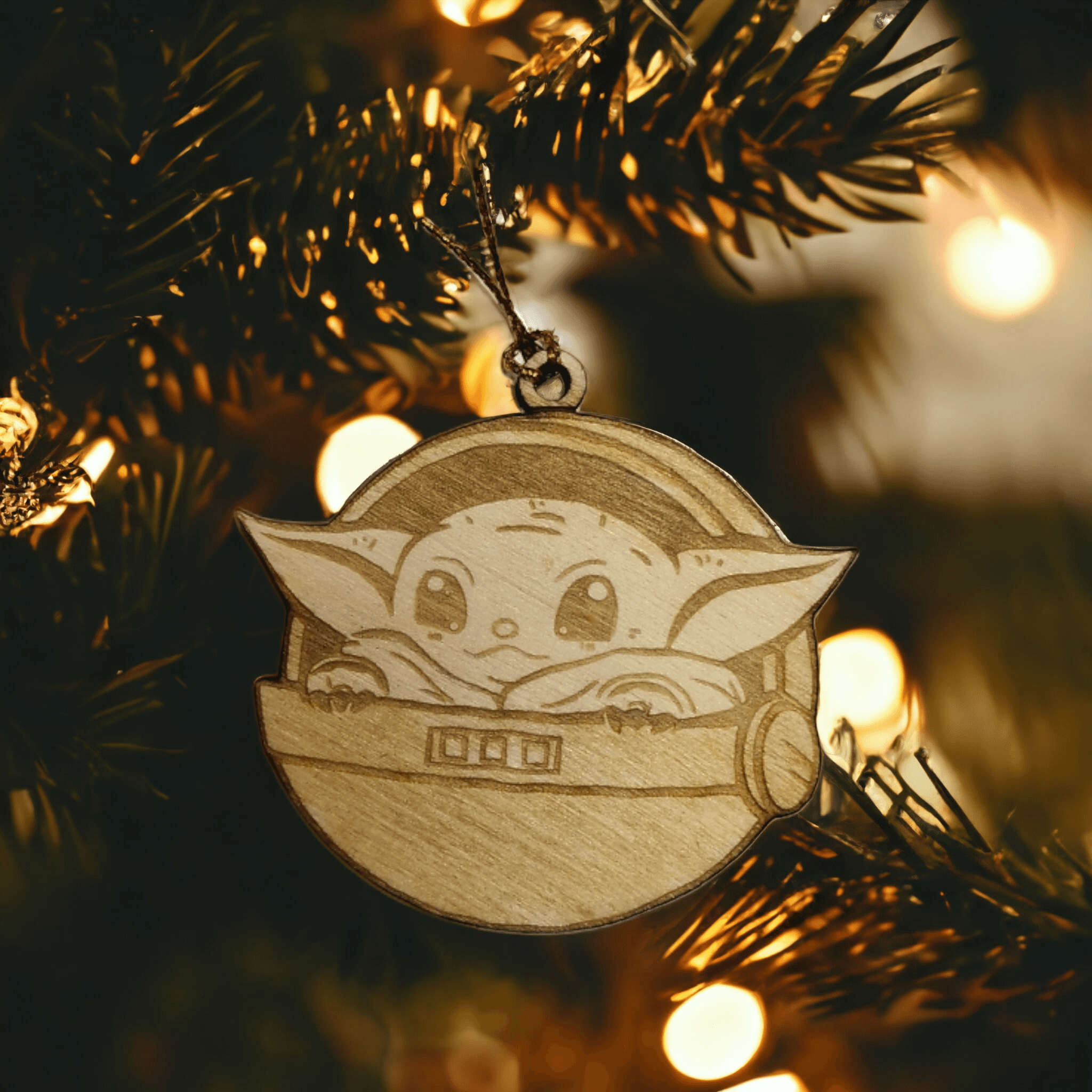 Set of 6 Baby Yoda Ornaments Wooden Coasters - Handmade Gift - Housewarming - Wood Kitchenware-5